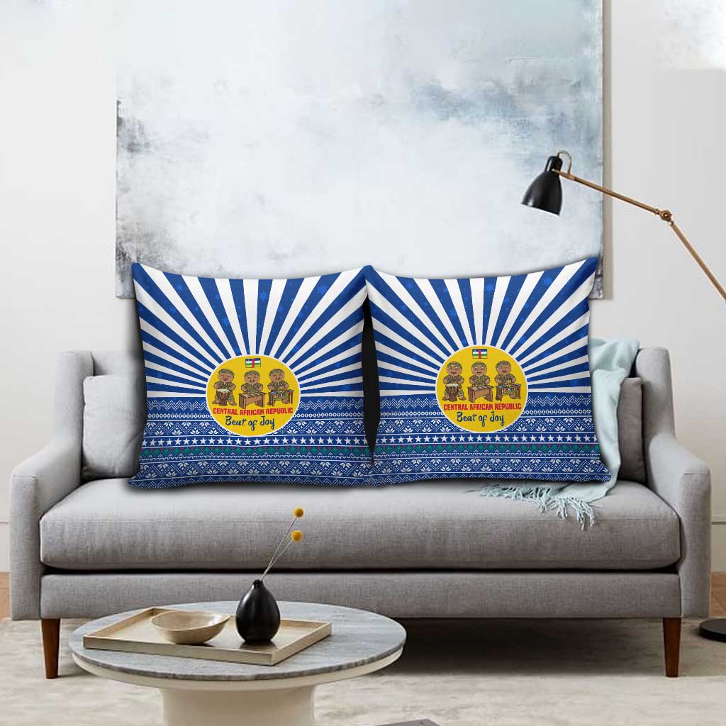 Central African Republic Christmas Pillow Cover with Drumming Kids Beat of Joy Tribal Pattern and Snowflakes - Wonder Print Shop