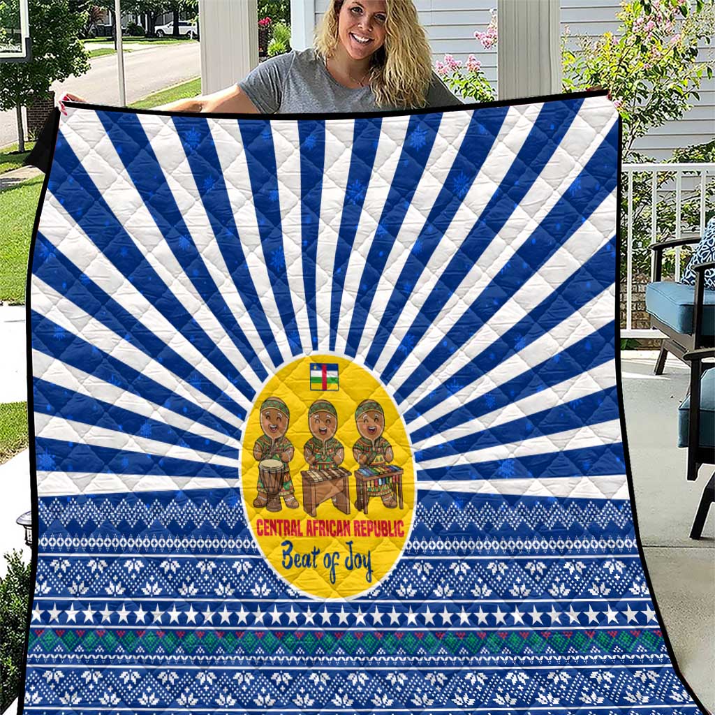 Central African Republic Christmas Quilt with Drumming Kids Beat of Joy Tribal Pattern and Snowflakes - Wonder Print Shop
