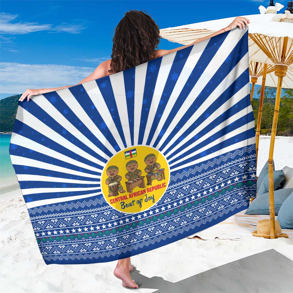 Central African Republic Christmas Sarong with Drumming Kids Beat of Joy Tribal Pattern and Snowflakes - Wonder Print Shop