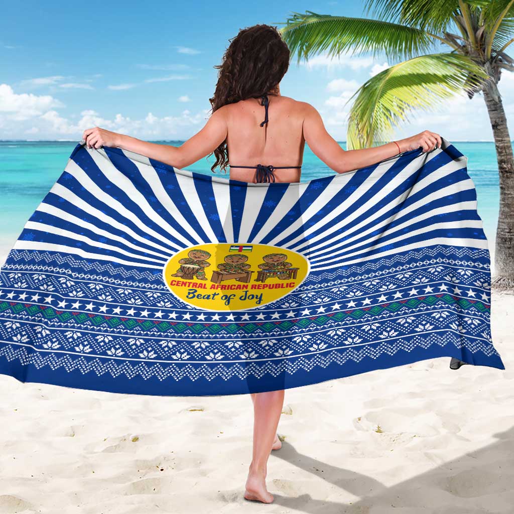 Central African Republic Christmas Sarong with Drumming Kids Beat of Joy Tribal Pattern and Snowflakes - Wonder Print Shop