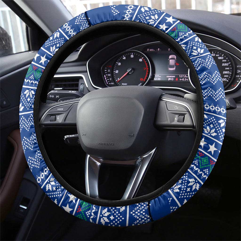 Central African Republic Christmas Steering Wheel Cover with Drumming Kids Beat of Joy Tribal Pattern and Snowflakes - Wonder Print Shop