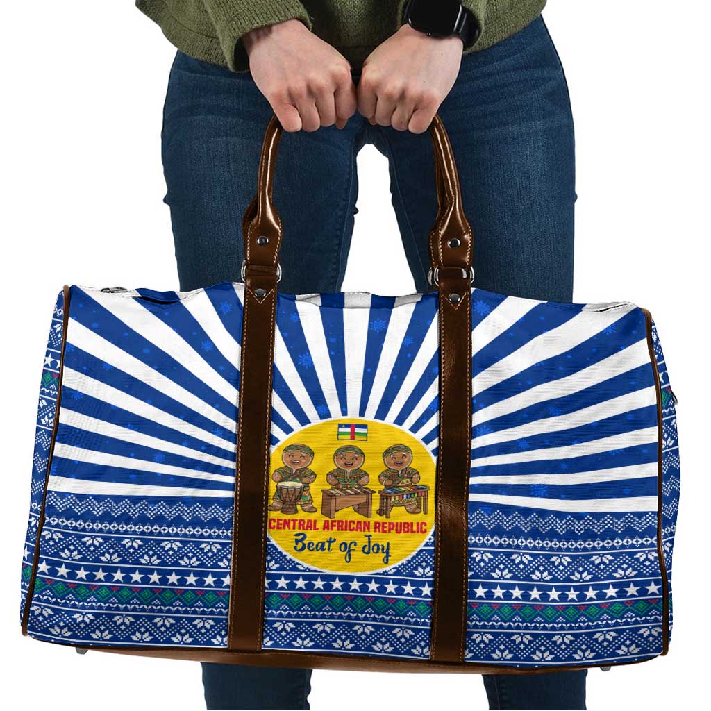 Central African Republic Christmas Travel Bag with Drumming Kids Beat of Joy Tribal Pattern and Snowflakes - Wonder Print Shop