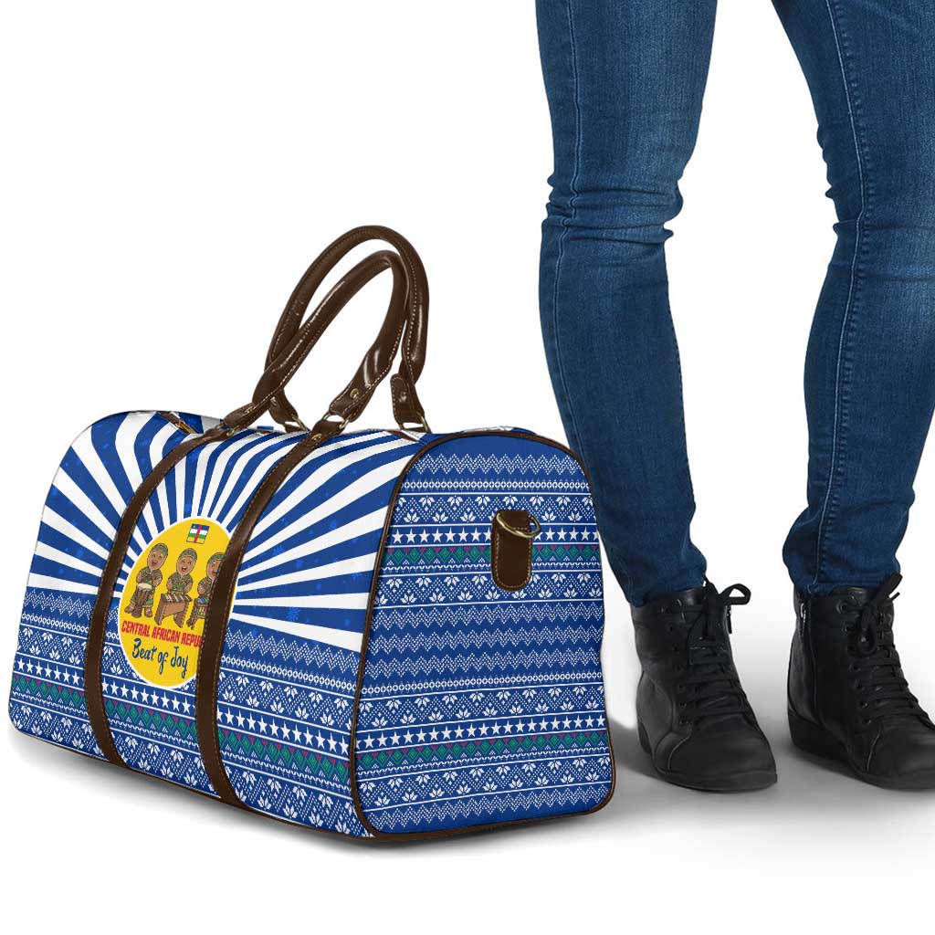 Central African Republic Christmas Travel Bag with Drumming Kids Beat of Joy Tribal Pattern and Snowflakes - Wonder Print Shop
