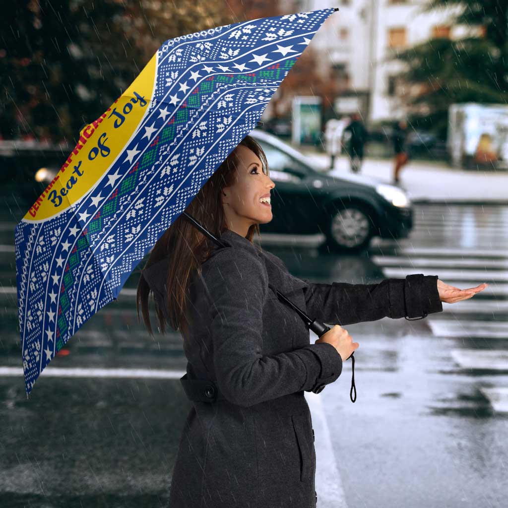 Central African Republic Christmas Umbrella with Drumming Kids Beat of Joy Tribal Pattern and Snowflakes - Wonder Print Shop