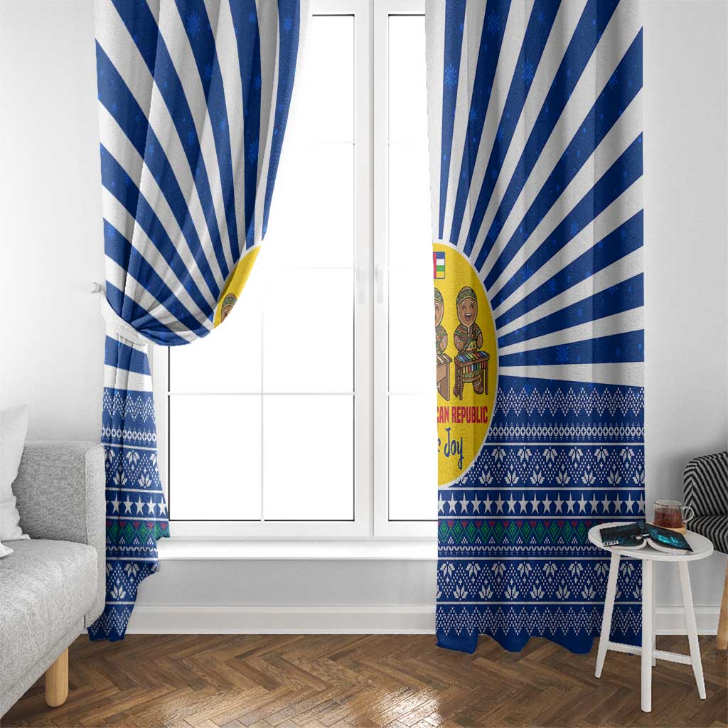 Central African Republic Christmas Window Curtain with Drumming Kids Beat of Joy Tribal Pattern and Snowflakes - Wonder Print Shop