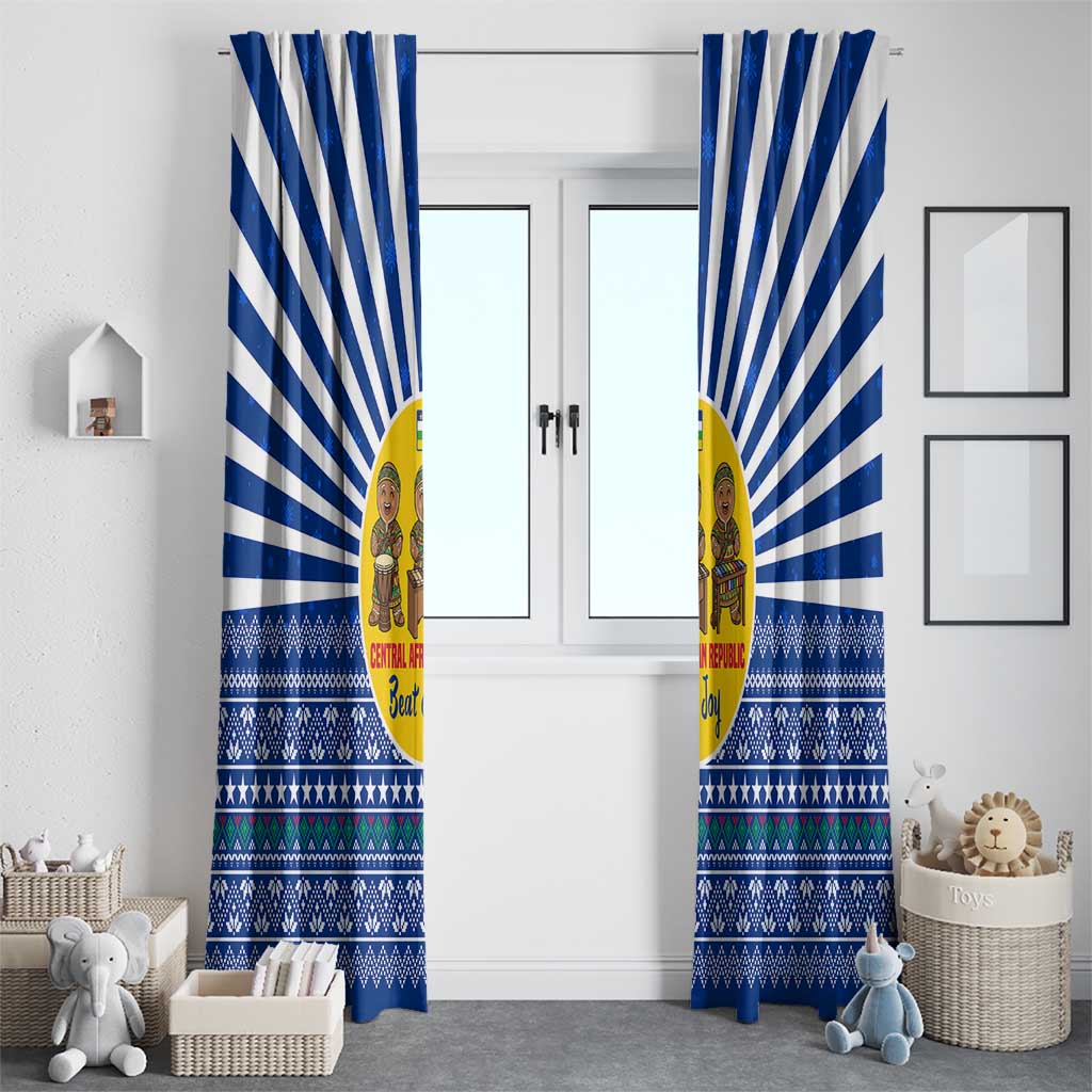 Central African Republic Christmas Window Curtain with Drumming Kids Beat of Joy Tribal Pattern and Snowflakes - Wonder Print Shop
