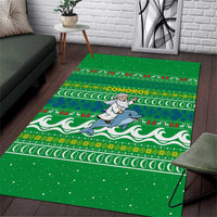 Comoros Christmas Area Rug with Santa Riding Dolphin Ocean Waves Crescent Moon and Tribal Pattern - Wonder Print Shop