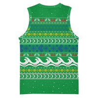 Comoros Christmas Basketball Jersey with Santa Riding Dolphin Ocean Waves Crescent Moon and Tribal Pattern - Wonder Print Shop
