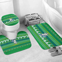 Comoros Christmas Bathroom Set with Santa Riding Dolphin Ocean Waves Crescent Moon and Tribal Pattern - Wonder Print Shop