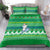 Comoros Christmas Bedding Set with Santa Riding Dolphin Ocean Waves Crescent Moon and Tribal Pattern - Wonder Print Shop