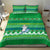 Comoros Christmas Bedding Set with Santa Riding Dolphin Ocean Waves Crescent Moon and Tribal Pattern - Wonder Print Shop