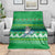 Comoros Christmas Blanket with Santa Riding Dolphin Ocean Waves Crescent Moon and Tribal Pattern - Wonder Print Shop