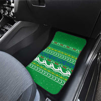 Comoros Christmas Car Mats with Santa Riding Dolphin Ocean Waves Crescent Moon and Tribal Pattern - Wonder Print Shop