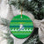 Comoros Christmas Ceramic Ornament with Santa Riding Dolphin Ocean Waves Crescent Moon and Tribal Pattern - Wonder Print Shop