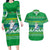 Comoros Christmas Couples Matching Long Sleeve Bodycon Dress and Hawaiian Shirt with Santa Riding Dolphin Ocean Waves Crescent Moon and Tribal Pattern - Wonder Print Shop