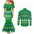 Comoros Christmas Couples Matching Mermaid Dress and Long Sleeve Button Shirt with Santa Riding Dolphin Ocean Waves Crescent Moon and Tribal Pattern - Wonder Print Shop