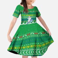 Comoros Christmas Family Matching Mermaid Dress and Hawaiian Shirt with Santa Riding Dolphin Ocean Waves Crescent Moon and Tribal Pattern - Wonder Print Shop