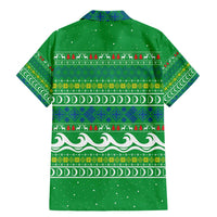 Comoros Christmas Family Matching Mermaid Dress and Hawaiian Shirt with Santa Riding Dolphin Ocean Waves Crescent Moon and Tribal Pattern - Wonder Print Shop