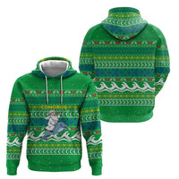 Comoros Christmas Hoodie with Santa Riding Dolphin Ocean Waves Crescent Moon and Tribal Pattern - Wonder Print Shop