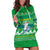 Comoros Christmas Hoodie Dress with Santa Riding Dolphin Ocean Waves Crescent Moon and Tribal Pattern - Wonder Print Shop