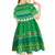 Comoros Christmas Kid Short Sleeve Dress with Santa Riding Dolphin Ocean Waves Crescent Moon and Tribal Pattern - Wonder Print Shop