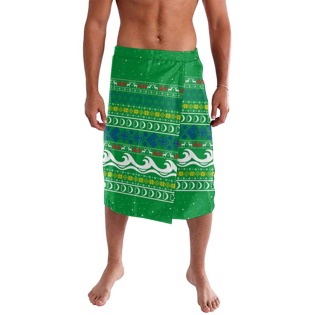 Comoros Christmas Lavalava with Santa Riding Dolphin Ocean Waves Crescent Moon and Tribal Pattern - Wonder Print Shop