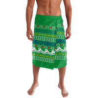 Comoros Christmas Lavalava with Santa Riding Dolphin Ocean Waves Crescent Moon and Tribal Pattern - Wonder Print Shop