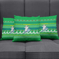 Comoros Christmas Pillow Cover with Santa Riding Dolphin Ocean Waves Crescent Moon and Tribal Pattern - Wonder Print Shop