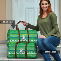 Comoros Christmas Travel Bag with Santa Riding Dolphin Ocean Waves Crescent Moon and Tribal Pattern - Wonder Print Shop