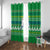 Comoros Christmas Window Curtain with Santa Riding Dolphin Ocean Waves Crescent Moon and Tribal Pattern - Wonder Print Shop