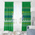 Comoros Christmas Window Curtain with Santa Riding Dolphin Ocean Waves Crescent Moon and Tribal Pattern - Wonder Print Shop