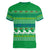 Comoros Christmas Women V-Neck T-Shirt with Santa Riding Dolphin Ocean Waves Crescent Moon and Tribal Pattern - Wonder Print Shop
