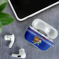 Comoros Christmas AirPods Case with Santa Turtle Gifts Snowflakes and Ocean Blue Holiday Pattern - Wonder Print Shop