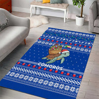 Comoros Christmas Area Rug with Santa Turtle Gifts Snowflakes and Ocean Blue Holiday Pattern - Wonder Print Shop