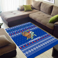 Comoros Christmas Area Rug with Santa Turtle Gifts Snowflakes and Ocean Blue Holiday Pattern - Wonder Print Shop