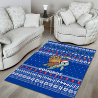 Comoros Christmas Area Rug with Santa Turtle Gifts Snowflakes and Ocean Blue Holiday Pattern - Wonder Print Shop
