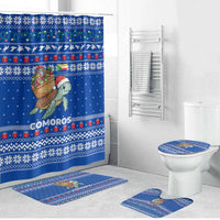 Comoros Christmas Bathroom Set with Santa Turtle Gifts Snowflakes and Ocean Blue Holiday Pattern - Wonder Print Shop