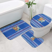 Comoros Christmas Bathroom Set with Santa Turtle Gifts Snowflakes and Ocean Blue Holiday Pattern - Wonder Print Shop