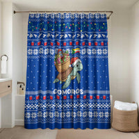 Comoros Christmas Bathroom Set with Santa Turtle Gifts Snowflakes and Ocean Blue Holiday Pattern - Wonder Print Shop