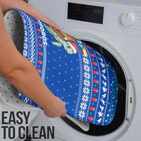 Comoros Christmas Bathroom Set with Santa Turtle Gifts Snowflakes and Ocean Blue Holiday Pattern - Wonder Print Shop