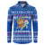 Comoros Christmas Button Sweatshirt with Santa Turtle Gifts Snowflakes and Ocean Blue Holiday Pattern - Wonder Print Shop