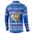 Comoros Christmas Button Sweatshirt with Santa Turtle Gifts Snowflakes and Ocean Blue Holiday Pattern - Wonder Print Shop
