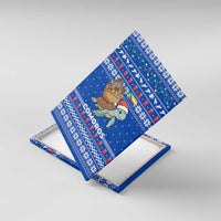 Comoros Christmas Canvas Wall Art with Santa Turtle Gifts Snowflakes and Ocean Blue Holiday Pattern - Wonder Print Shop