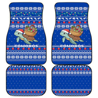 Comoros Christmas Car Mats with Santa Turtle Gifts Snowflakes and Ocean Blue Holiday Pattern - Wonder Print Shop