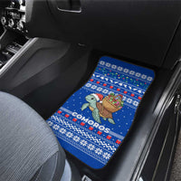 Comoros Christmas Car Mats with Santa Turtle Gifts Snowflakes and Ocean Blue Holiday Pattern - Wonder Print Shop