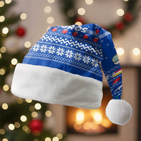 Comoros Christmas Santa Hat with Santa Turtle Gifts Snowflakes and Ocean Blue Holiday Pattern - Wonder Print Shop