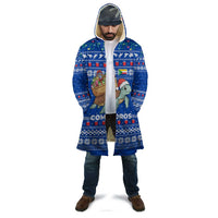 Comoros Christmas Cloak with Santa Turtle Gifts Snowflakes and Ocean Blue Holiday Pattern - Wonder Print Shop