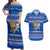Comoros Christmas Couples Matching Off Shoulder Maxi Dress and Hawaiian Shirt with Santa Turtle Gifts Snowflakes and Ocean Blue Holiday Pattern - Wonder Print Shop