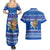 Comoros Christmas Couples Matching Summer Maxi Dress and Hawaiian Shirt with Santa Turtle Gifts Snowflakes and Ocean Blue Holiday Pattern - Wonder Print Shop