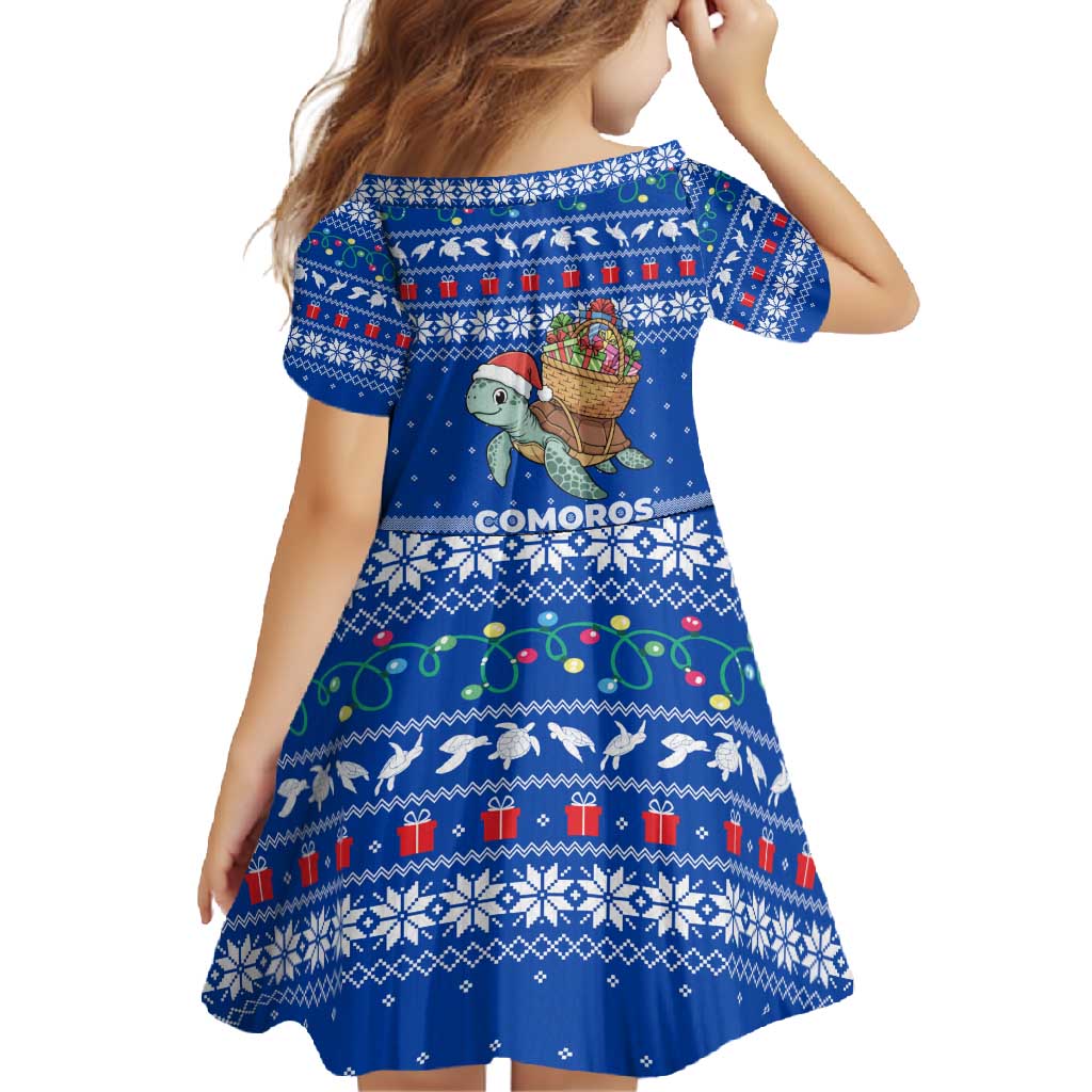 Comoros Christmas Family Matching Tank Maxi Dress and Hawaiian Shirt with Santa Turtle Gifts Snowflakes and Ocean Blue Holiday Pattern - Wonder Print Shop